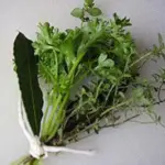 French chefs tie bay leaves, parsley and thyme in a bundle, a 'bouquet garni' that is removed after cooking.