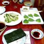 Shiso leaves being dried ready for shushi